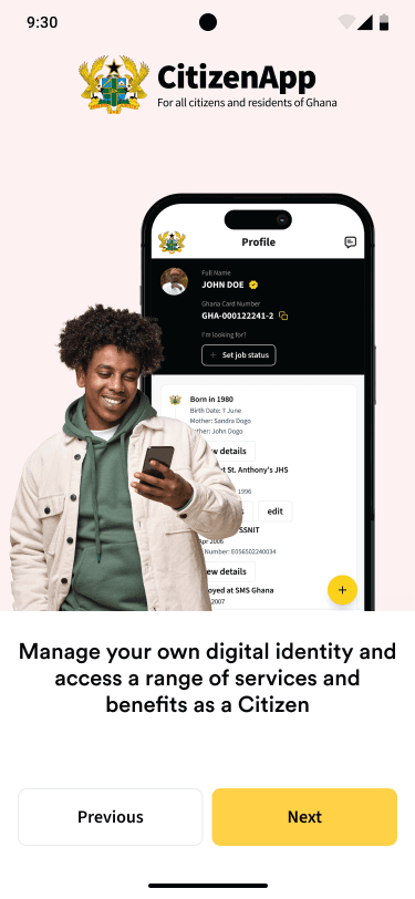 CitizenApp onboarding screen introducing digital identity