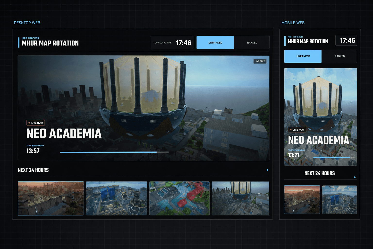 Current MHUR Rotation Map web app showing the live map rotation