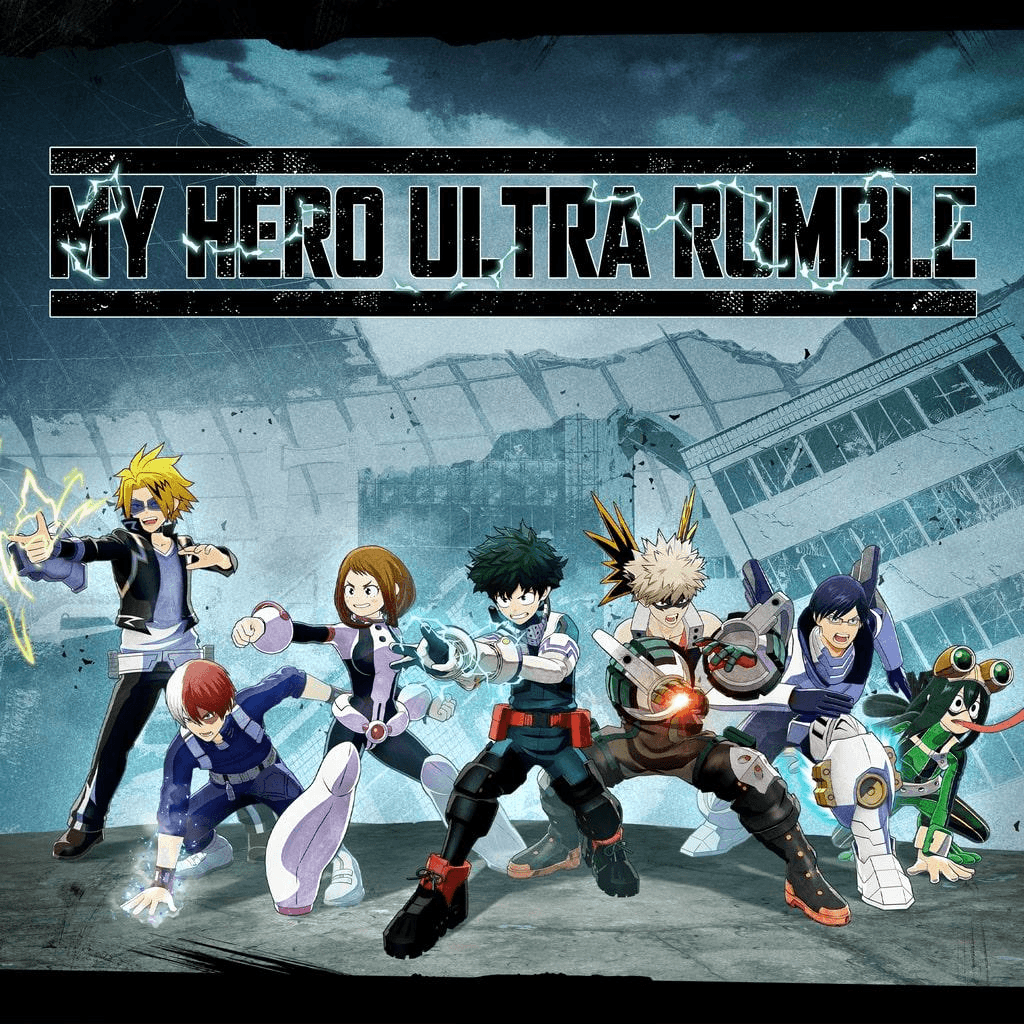 My Hero Ultra Rumble artwork featuring the game logo and a group of playable heroes.